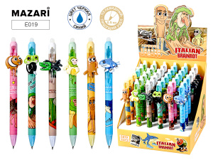 Ручка гелевая стираемая автомат. MAZARI "Итал. мем" синяя, 0,5мм