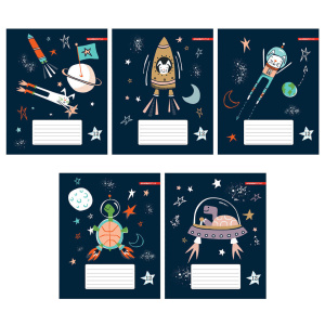 Тетрадь А5 12л лин. Полиграф Принт "Звери в космосе" УФ-лак, белизна 100%*