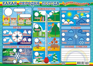 Плакат пиши-стирай 30*42см "Какая сегодня погода"