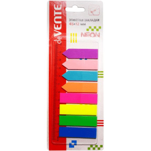 Закладки с липким краем (45*12мм; стрелки и прямоуг.) 8цв., НЕОН