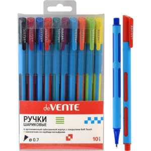Набор ручек шар. deVENTE. Trio Soft 10 цв., 0,7мм, трехгранные