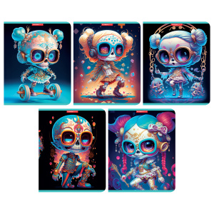 Тетрадь А5 48л кл. Полиграф Принт "Скелетоны" УФ-лак, белизна 100%