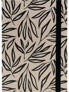 Блокнот А5 7БЦ  72л "Черные листья на светлом" в точку, мат.лам., резинка