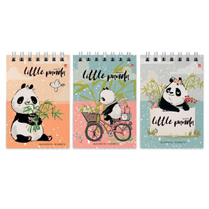 Блокнот А7  40л гребень "Удивительные панды" клетка