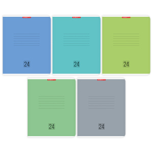 Тетрадь А5 24л косая лин. Полиграф-Принт "Однотон Микс" ВД-лак, белизна 100%