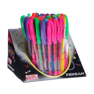 Ручка гелевая PENSAN NEON GEL 1мм, ассорти 6 цв., рез. грип. /60 шт. дисплей/