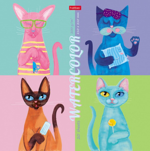 Скетчбук 210*210мм  20л., клеевой кор., 200гр/м2 "МЫ-кошки" жестк.подл.