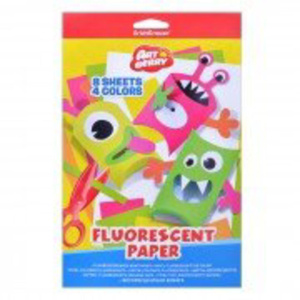 Цветная бумага флуор. B5 (176*250мм)  4цв. 8листов "Artberry" немелованная, пл. 80 г/м2, в папке