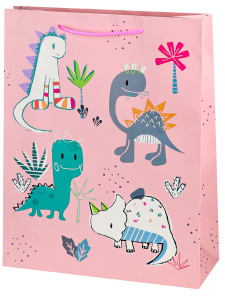 Пакет подар. бумажн. 31*42*12 см, Милые зверята, розовый 210 гр