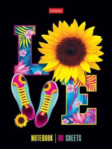 Блокнот А6 7БЦ  80л "LOVE" кл., глянц.лам.