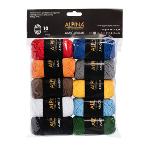 Пряжа хлопок 100% ALPINA "AMIGURUMI" 10цв*25гр 62м set 3