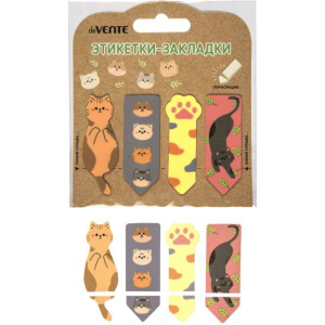 Закладки с липким краем (55*20мм)  20л., Cats" ,пластиковые фигурные