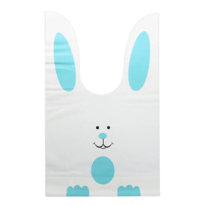 Мешок подар. ПВХ  с ушами 18*30см "Заяц" голубой 