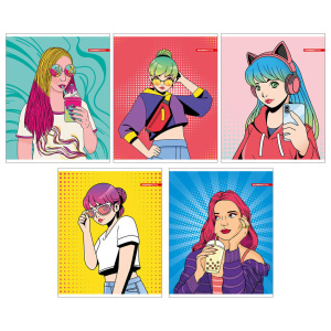 Тетрадь А5 48л кл. Полиграф Принт "Модные девочки" УФ-лак, белизна 100%