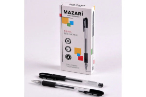 Ручка гелевая Mazari Bruma черная, 0,5мм, прозр.корпус, грип