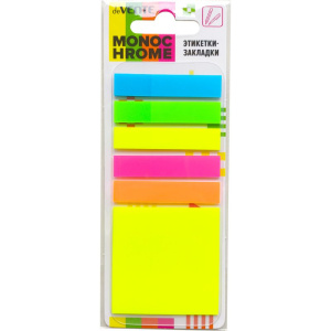 Закладки с липким краем (50*50мм,50*10мм)  6* 20л., 5 неоновых цветов