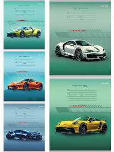 Тетрадь А5 12л косая лин. Проф-Пресс "Разные автомобили - 12" 5 диз.в спайке