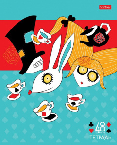 Тетрадь А5 48л кл. Hatber "Ах, Алиса" выб.лак., 5 диз.в блоке, белизна 100%