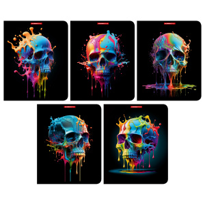 Тетрадь А5 48л кл. Полиграф Принт "Яркие черепа" УФ-лак, белизна 100%