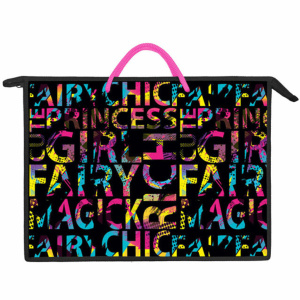 Папка А3 (460*345*40) с ручками, молния, пластик "Яркие буквы"