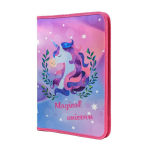 Папка для труда А4 1 отд. молн. вокруг  Ride a unicorn, пластик