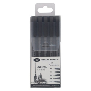 Набор линеров пигментных Сонет 5шт.( 01, 0,3, 0,5, 0,8 и кисть)