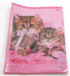 Папка уголок А4  с рисунком Нежные котята, ассорти, 0,15мм
