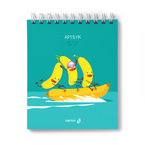 Скетчбук 175*200мм  80л., гребень, 100гр/м2 "На банане" жестк.подл.