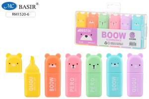 Набор текстовыделителей "Мини" 6 цв. пастель, 5,4*2см, фигурн. колпачок