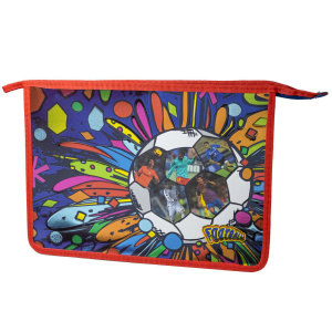 Папка д/ труда А4 (335*240*85) 2отд. молния сверху, пластик/ламинат "Звезды футбола"