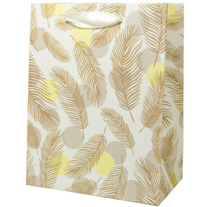 Пакет подар. бумажн. 18*10*23 см, 210 гр/м Перья пакет, 4 дизайна