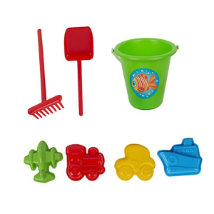 Набор игрушек. "Едем? Едем!" 4 формочки,грабли, лопатка, ведро
