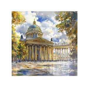 Блокнот 105*105мм 7БЦ  48л "Собор. Санкт-Петербург" кл., глянц.лам., тисн.фольгой