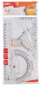 Набор геометрический малый прозр. (2треуг., 20см лин., трансп.)