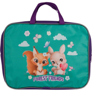 Папка А4 (350*270*70) с ручками, молния, ткань "  Forest Friends"