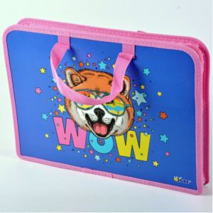 Папка А4 (340*245*40) с ручками, молния, пластик "Акито"