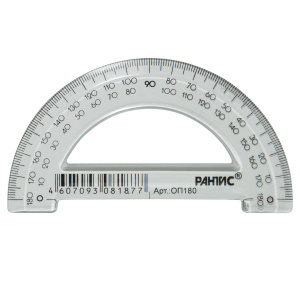 Транспортир 180гр. 10 см пласт. прозр. с фасками