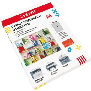 Этикетки самокл. deVENTE лист А4, 210х297мм, Neon красные, 50 листов, 1 эт/л
