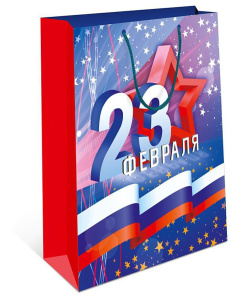 Пакет подар. бумажн. 18*23*10 см, 130гр/м 23 февраля