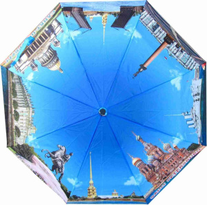 Зонт полуавтомат "СПб" голубой