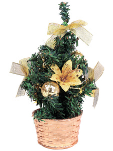 Ёлка декоративная 20см жёлтые украшения