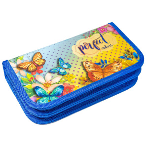 Пенал 2 отд. (190*105)  Волшебные бабочки, лам., тканевый торец Дубль!!!