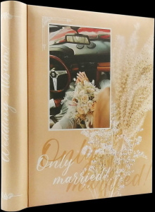 Фотоальбом магнитный 20л  23*28см спир.Only married. Свадебный авто