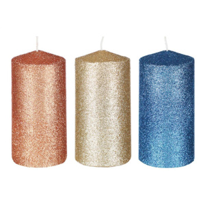 Свеча парафиновая с блёстками 5*12см , 3 цвета