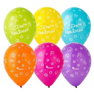 Шар с рисунком 12" "С ДР Блестки Кексы" 30 см 25 шт. в уп.