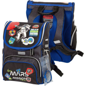 Ранец школьный 35*26*20см Mini. Mars Mission"полиэстер,  1 отд на замке, 3 карм, светоотр. 800гр