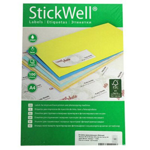 Этикетки самокл. StickWell лист А4, 48,5х16,9мм, белые, 100 листов, 68 эт/л