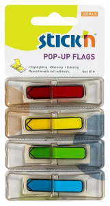 Закладки с липким краем (12*45мм) 4цв. по 30л., Z-сложение, пластиковые