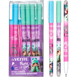 Ручка гелевая стираемая deVENTE "Paris Girl" синяя, 0,5мм