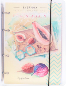 Тетрадь  А5 120л кл. на кольцах Проф-Пресс "Полезный завтрак" пласт.обл., резинка, белизна 100%